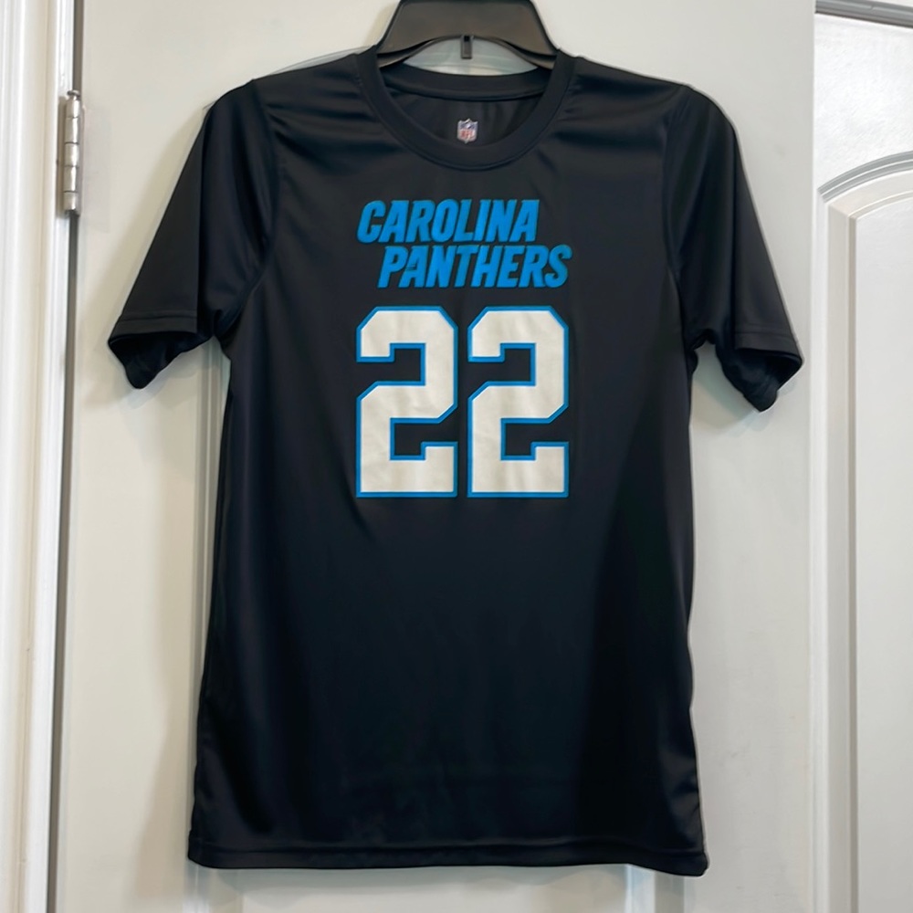 NFL Carolina Panthers T Shirt. Number 22 McCaffery.  Boys size L